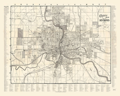 Vintage Map of Des Moines, Iowa 1906