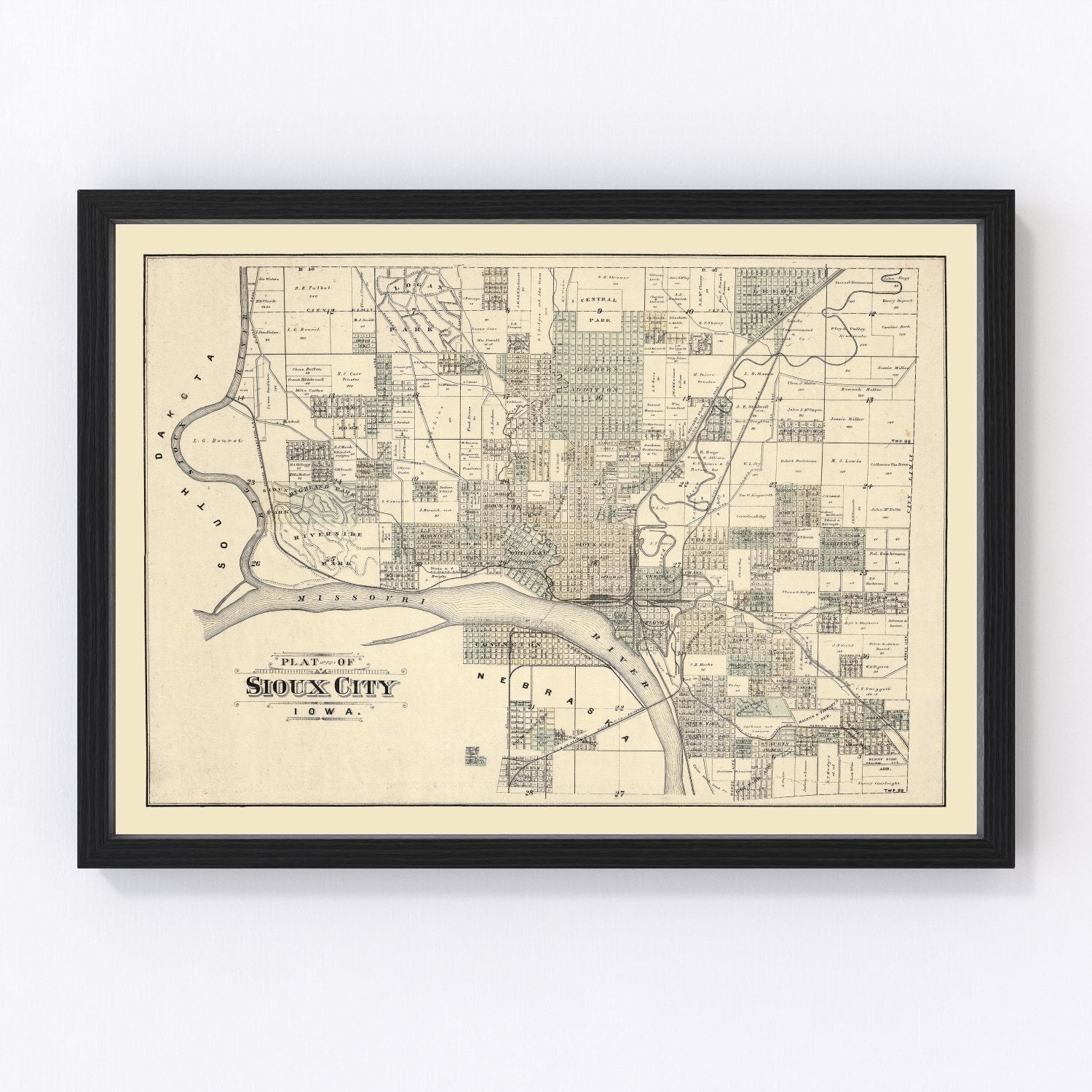 vintage map of Sioux City, Iowa, 1893