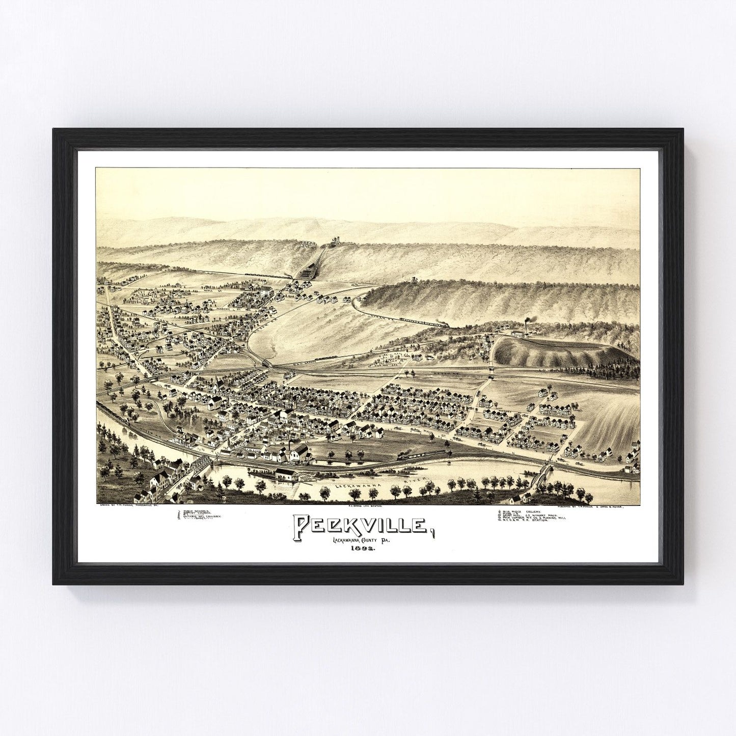 Vintage map of Peckville, Pennsylvania, 1892