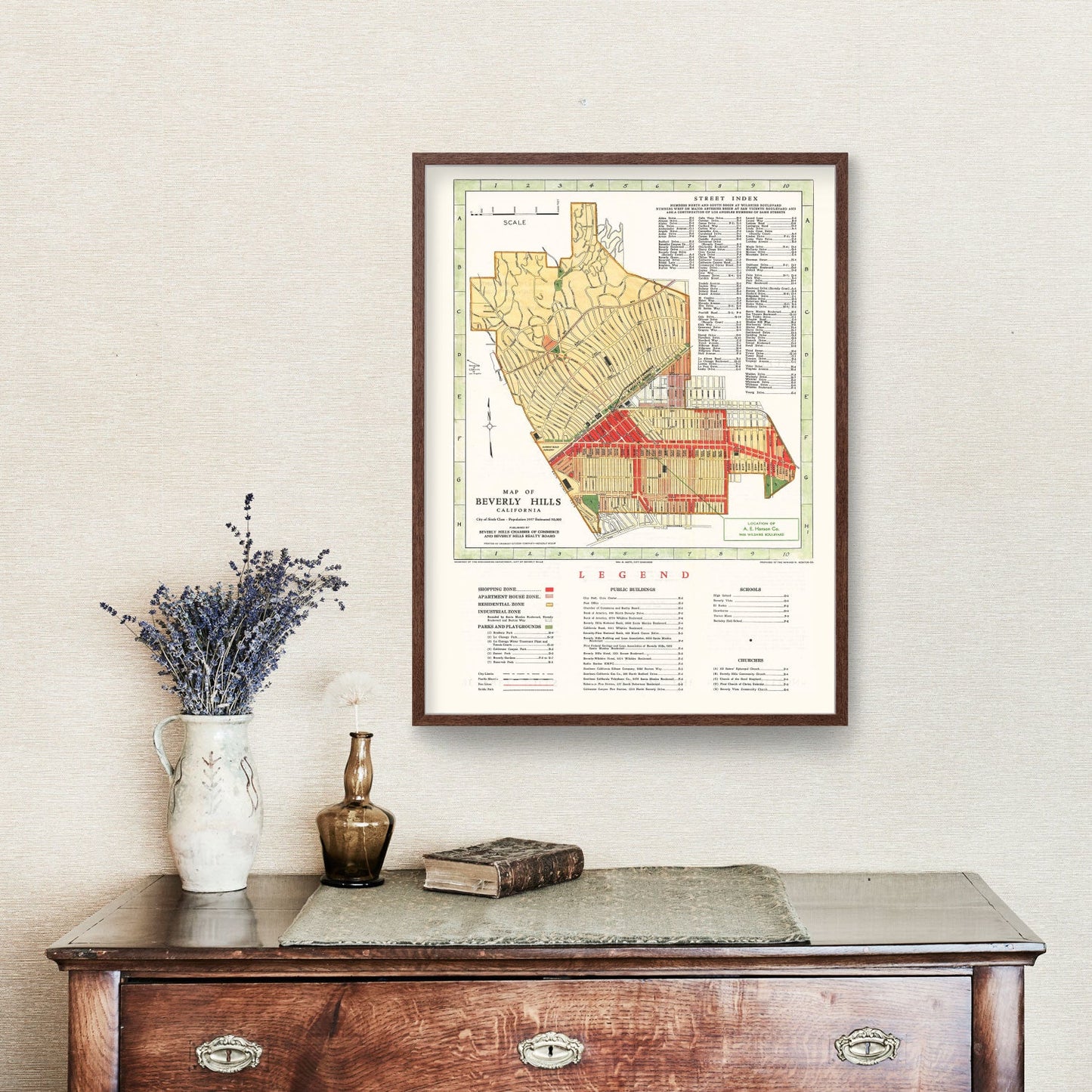 Vintage Map of Beverly Hills, California, 1937