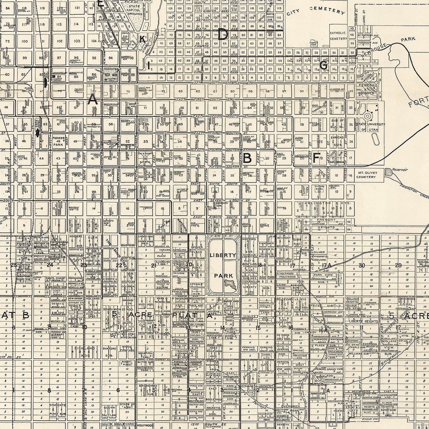 Vintage Map of Salt Lake City, Utah, 1909