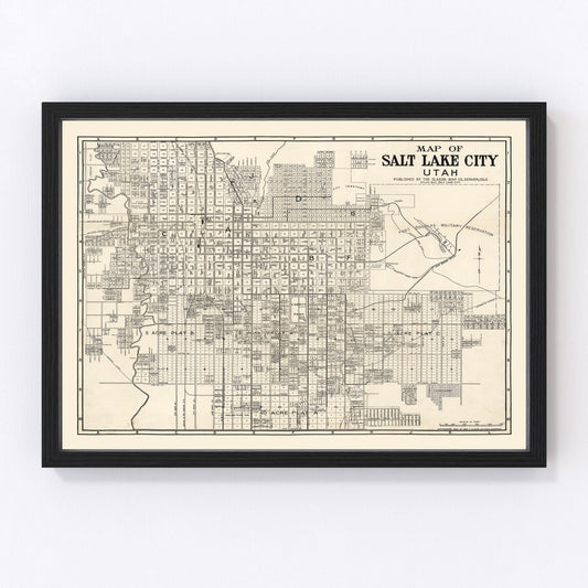 vintage map of Salt Lake City, Utah, 1909