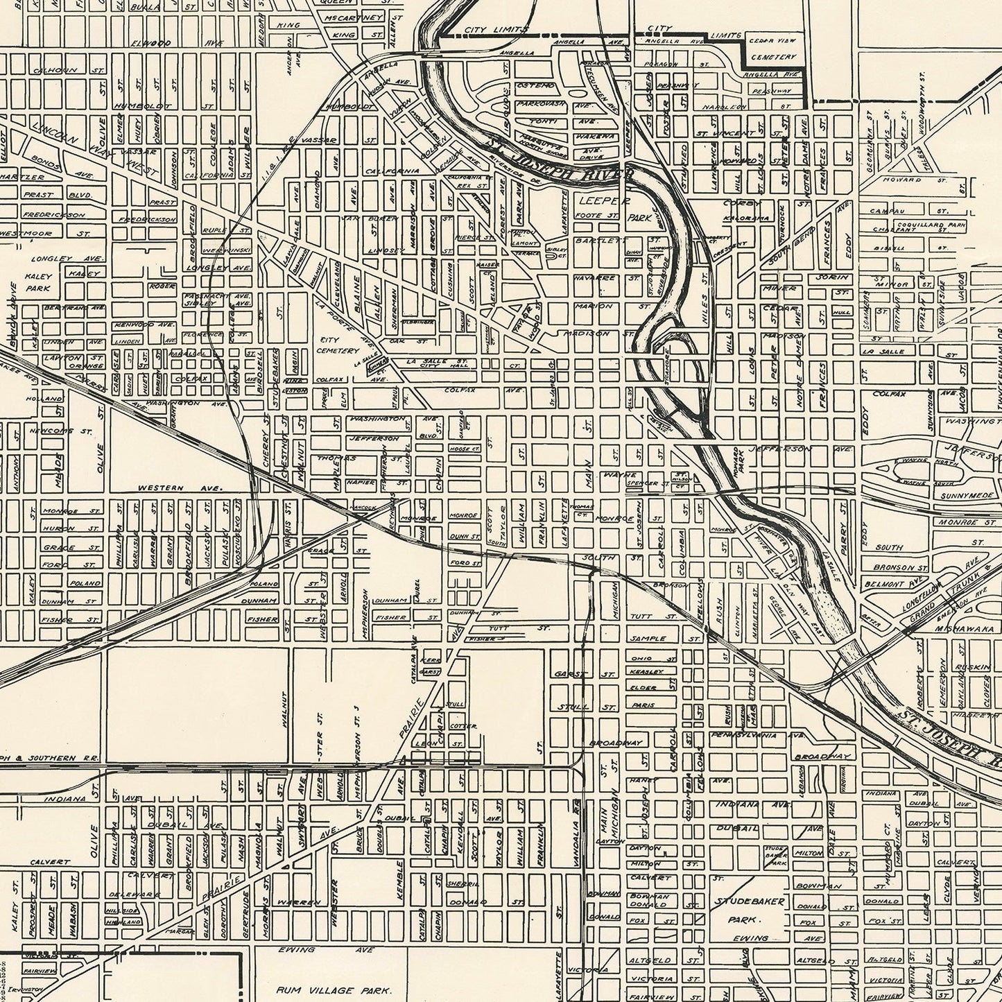 Vintage Map of South Bend, Indiana, 1931