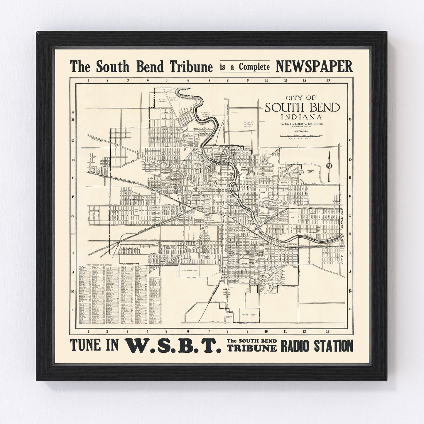 vintage map of South Bend, Indiana, 1931