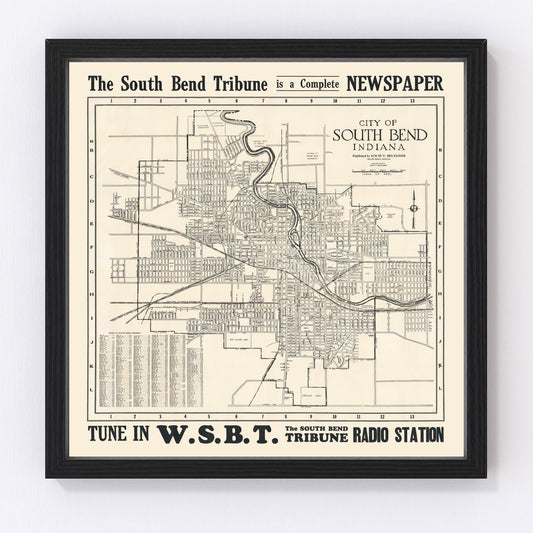 vintage map of South Bend, Indiana, 1931