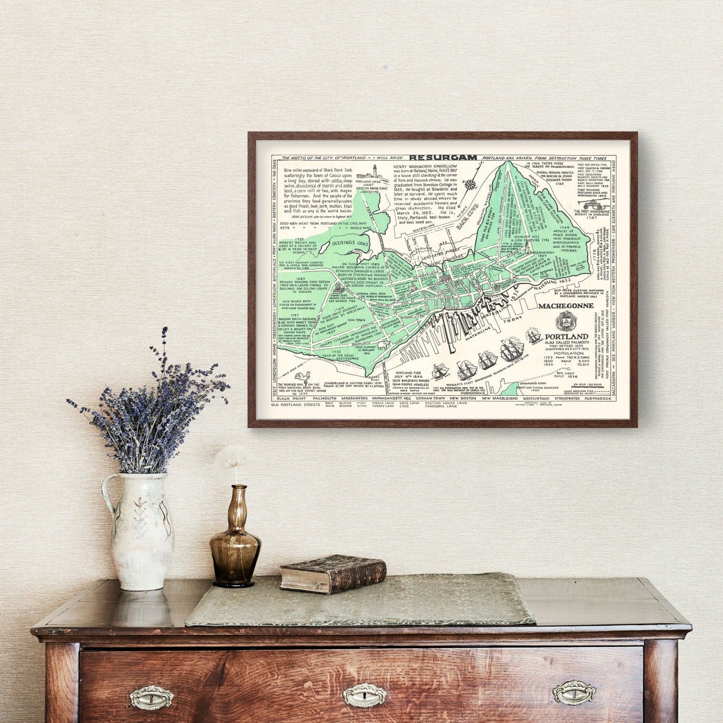 Vintage Map of Portland, Maine, 1932