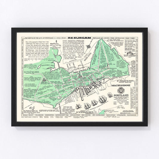 Vintage map of Portland, Maine, 1932