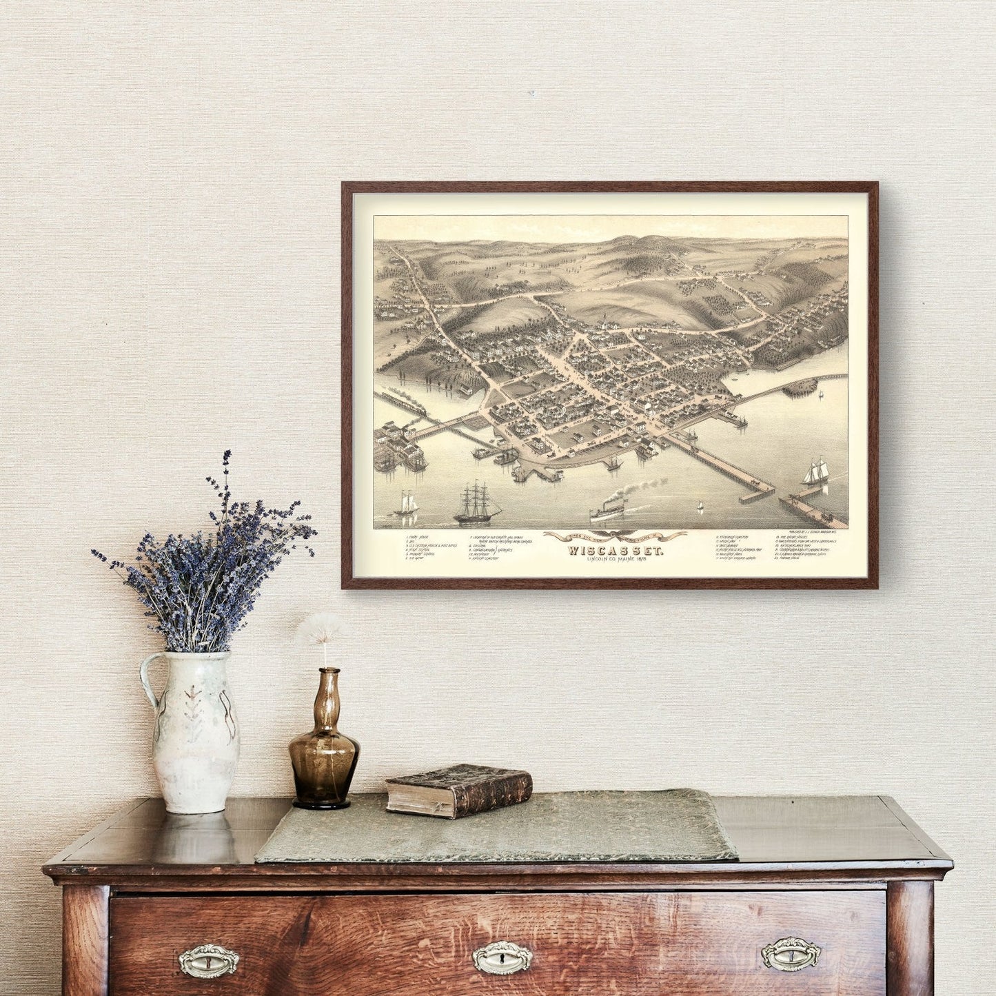 Vintage Map of Wiscasset, Maine, 1878