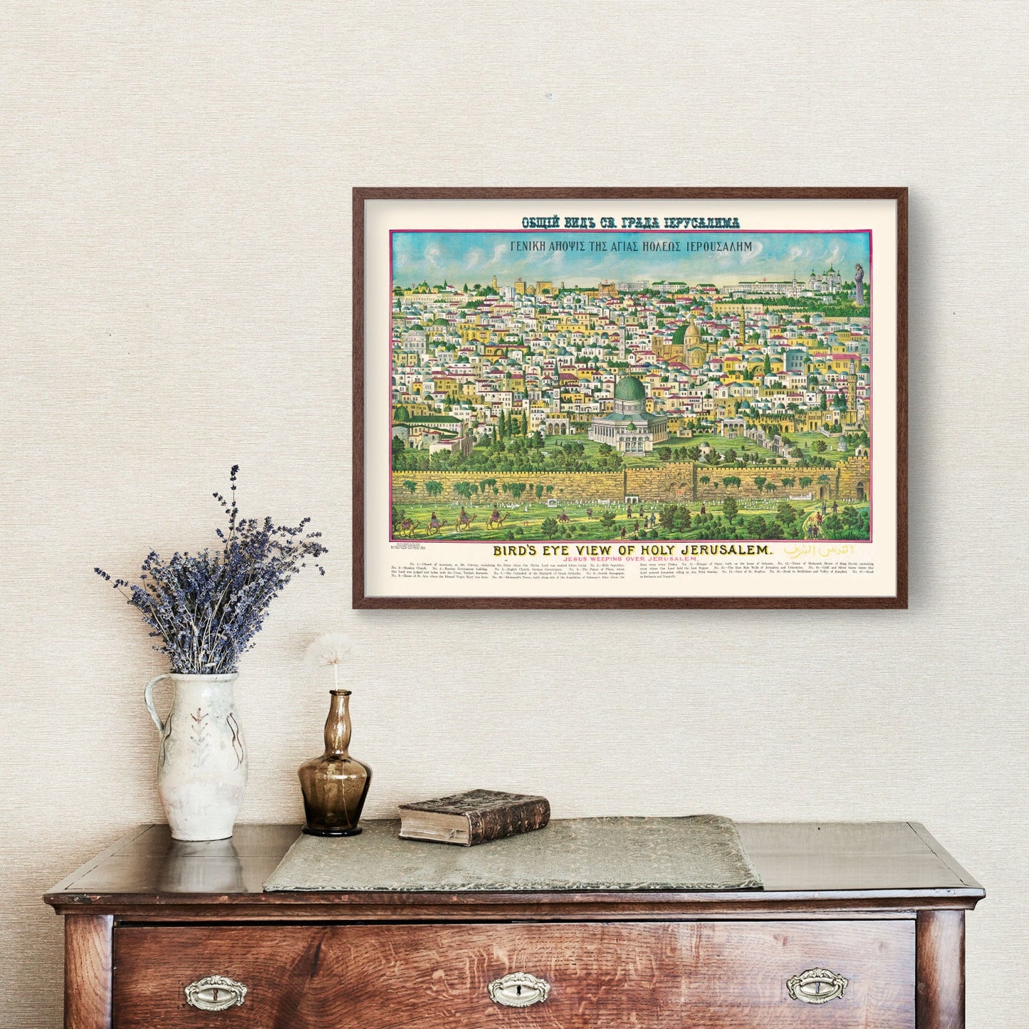 Vintage Map of Jerusalem, Israel, 1900 (Horizontal)