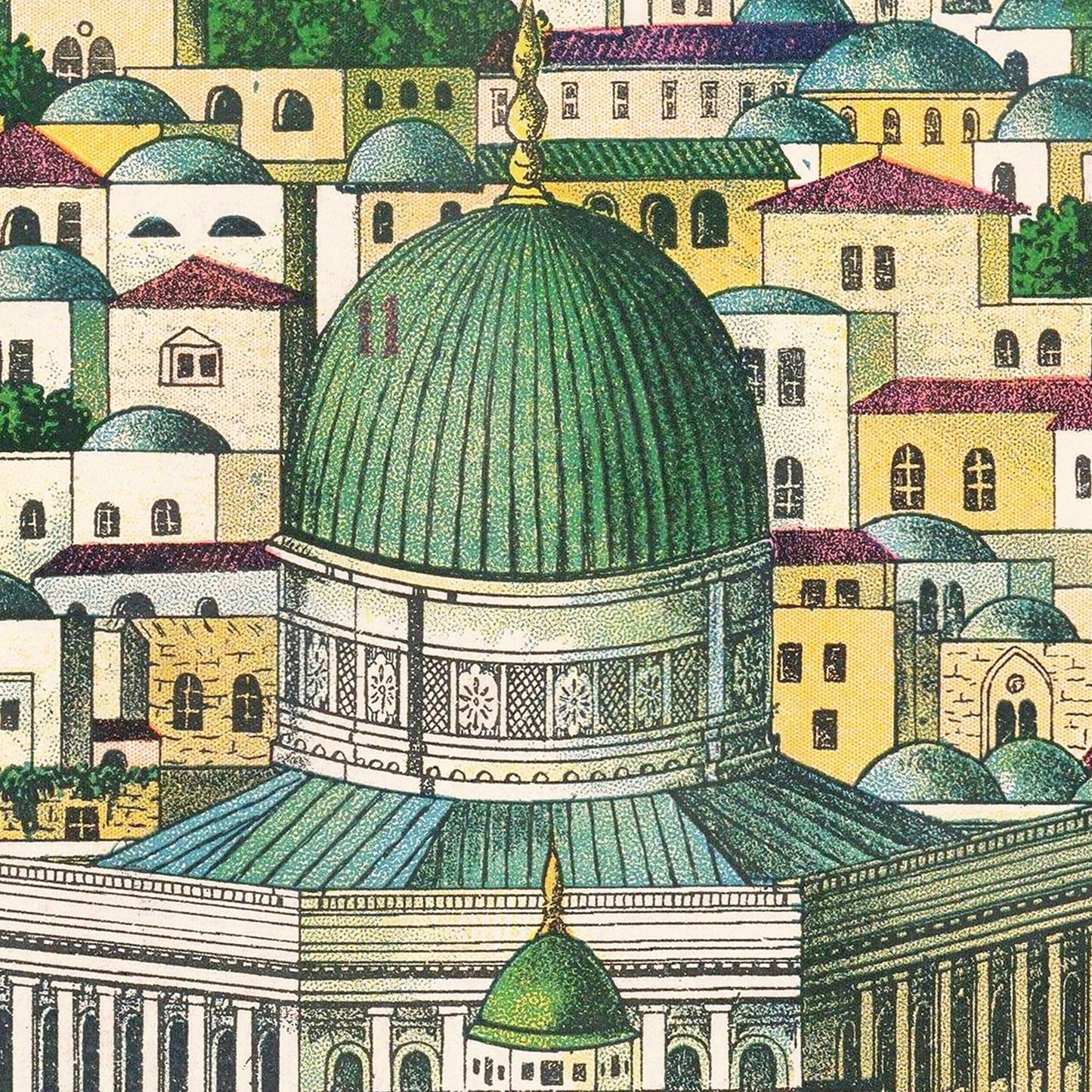 Vintage Map of Jerusalem, Israel, 1900 (Horizontal)