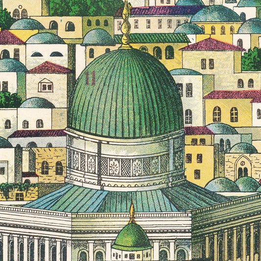 Vintage Map of Jerusalem, Israel, 1900 (Horizontal)