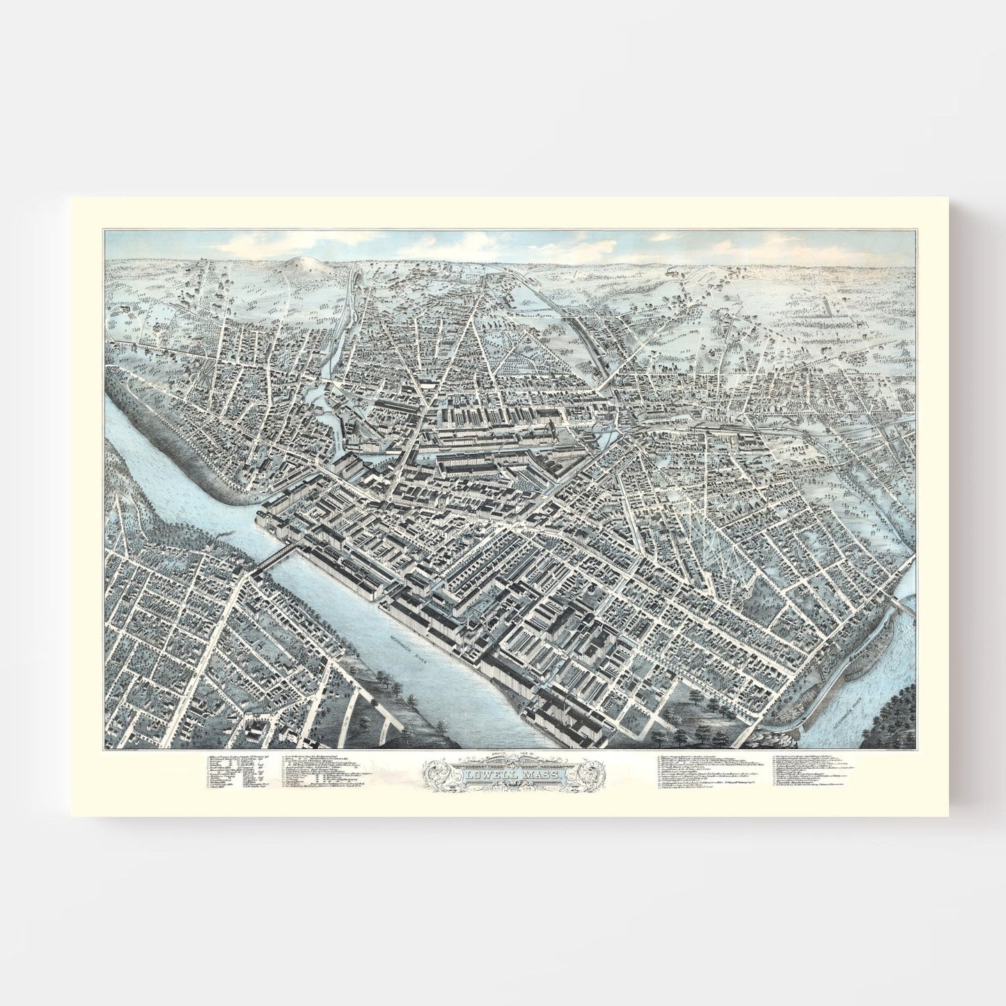 Vintage Map of Lowell, Massachusetts, 1876 II