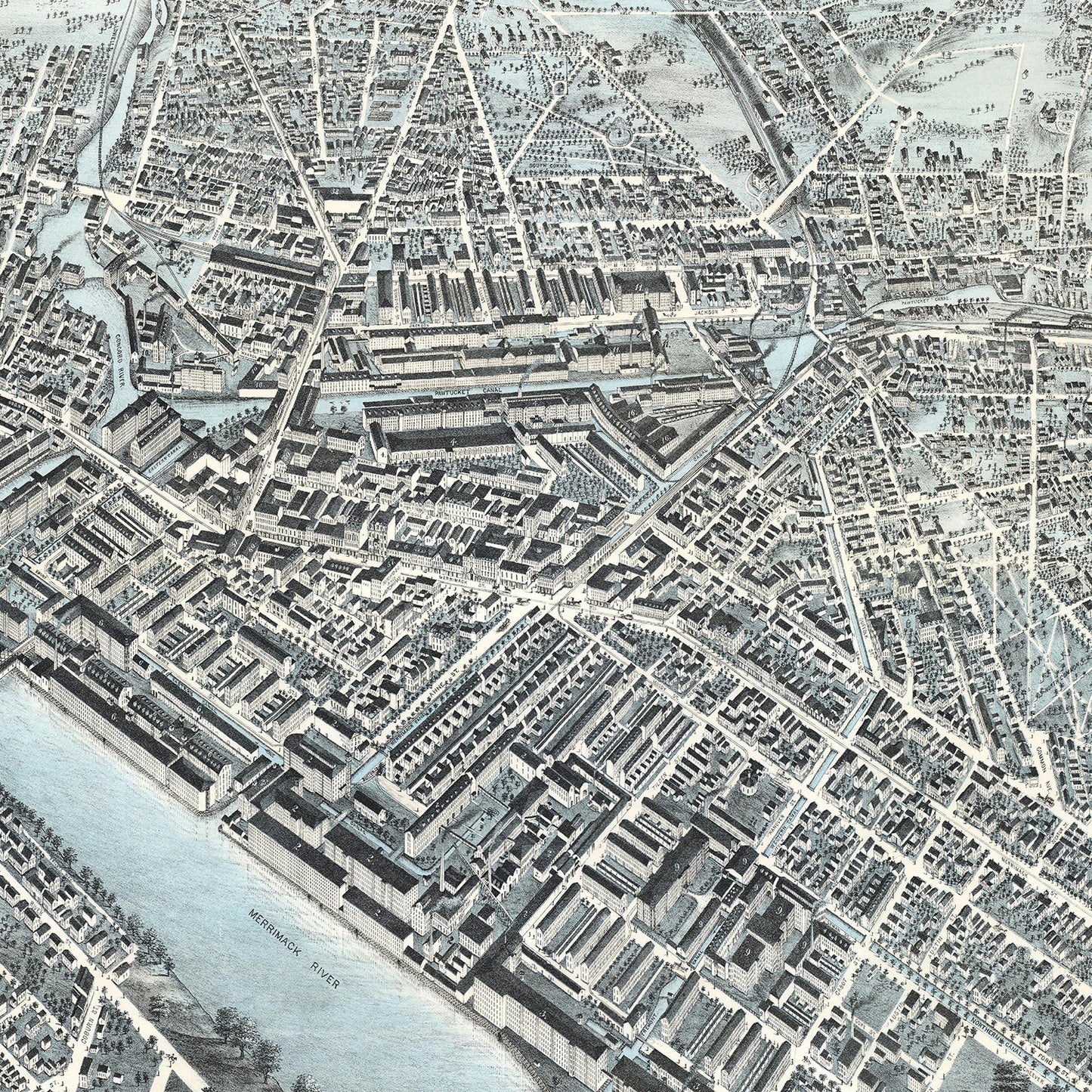 Vintage Map of Lowell, Massachusetts, 1876 II