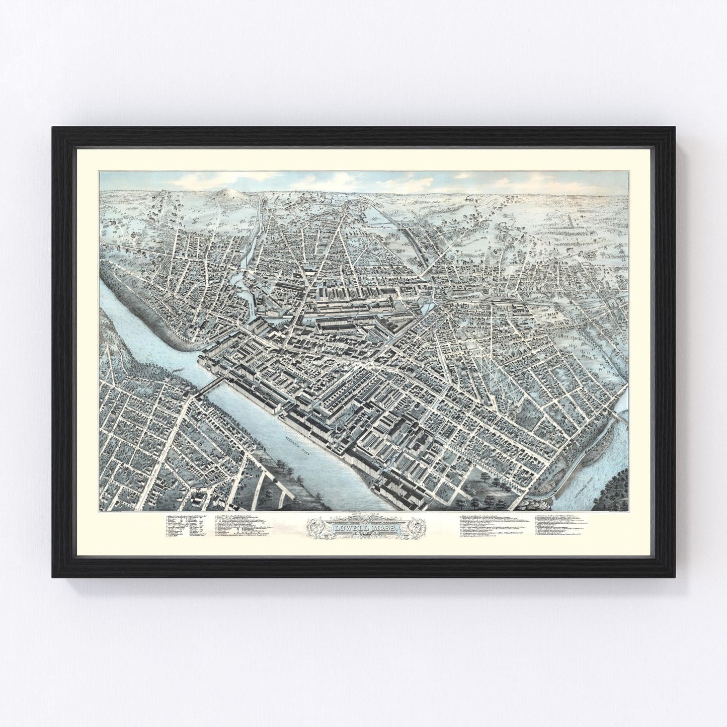 Vintage map of Lowell, Massachusetts, 1876