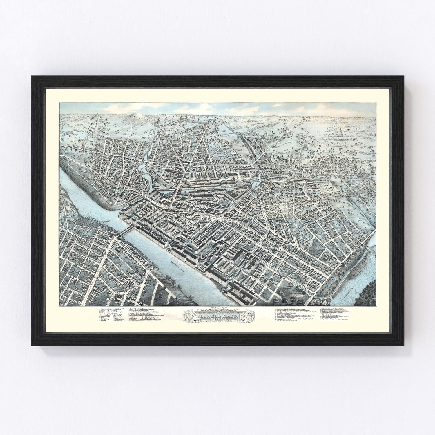 Vintage map of Lowell, Massachusetts, 1876