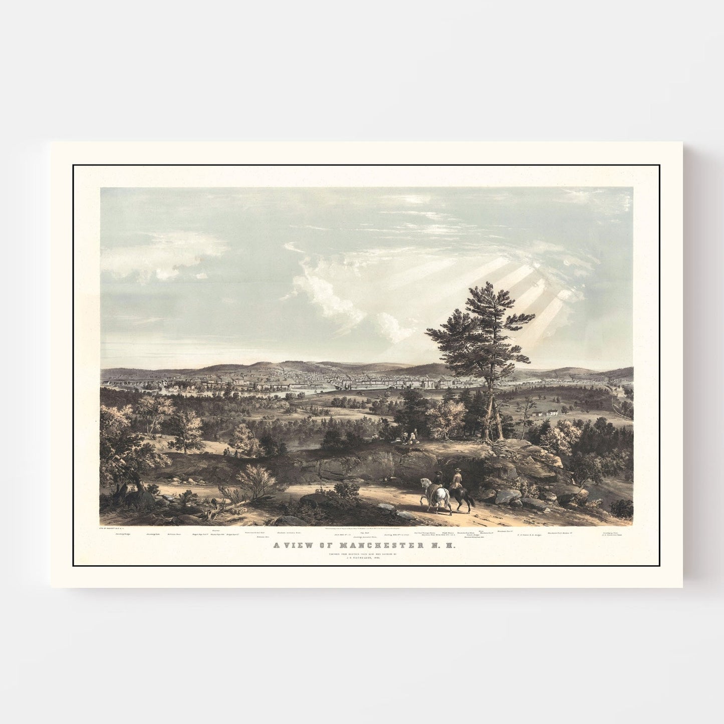 Vintage Map of Manchester, New Hampshire, 1855