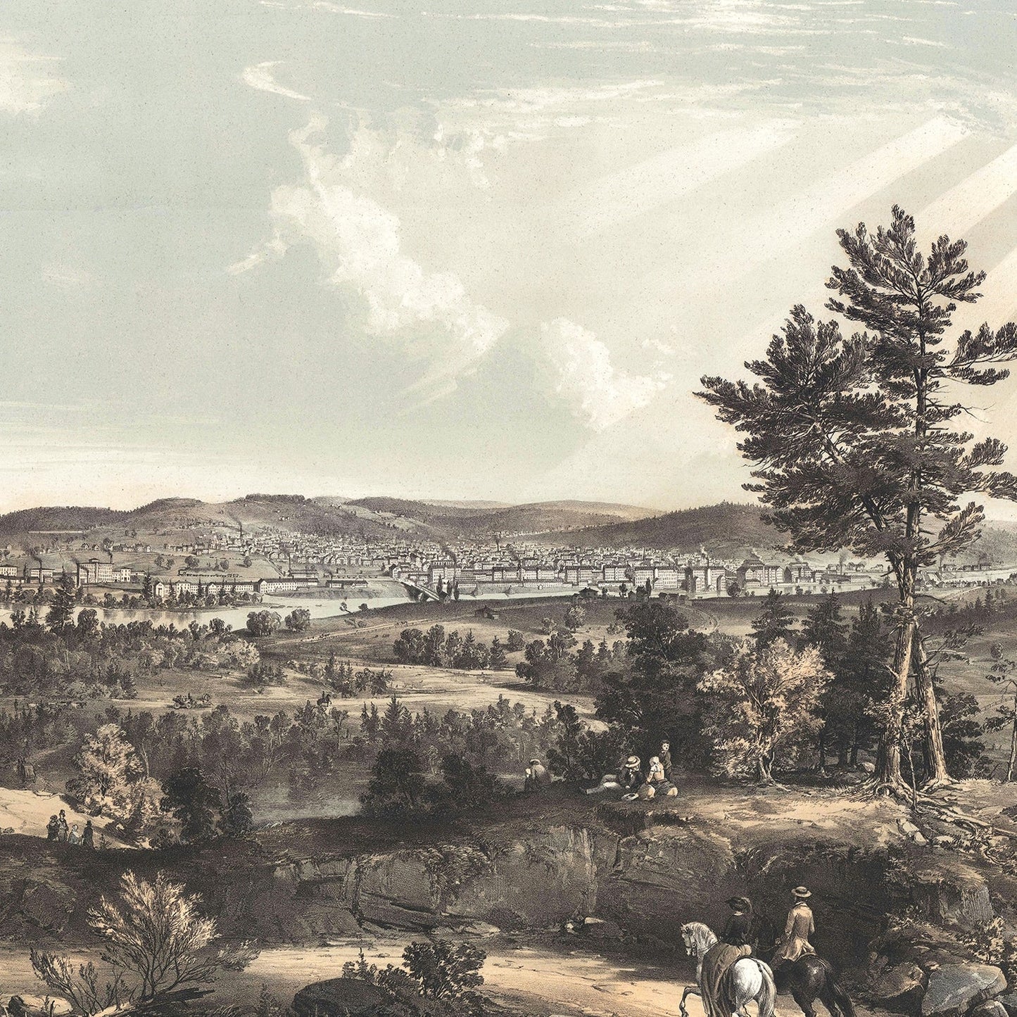 Vintage Map of Manchester, New Hampshire, 1855