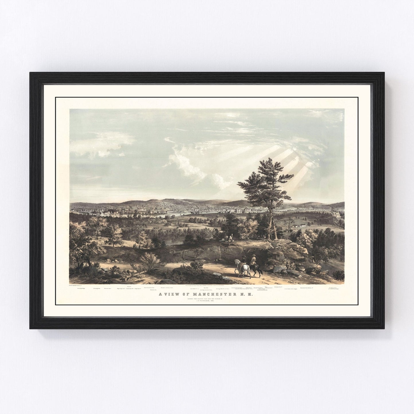 Vintage map of Manchester, New Hampshire, 1855