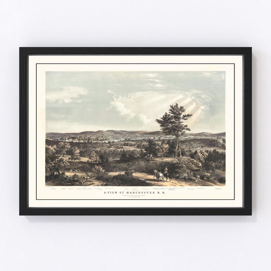 Vintage map of Manchester, New Hampshire, 1855
