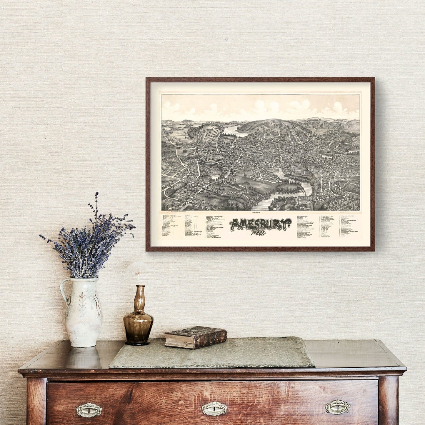 Vintage Map of Amesbury, Massachusetts, 1890