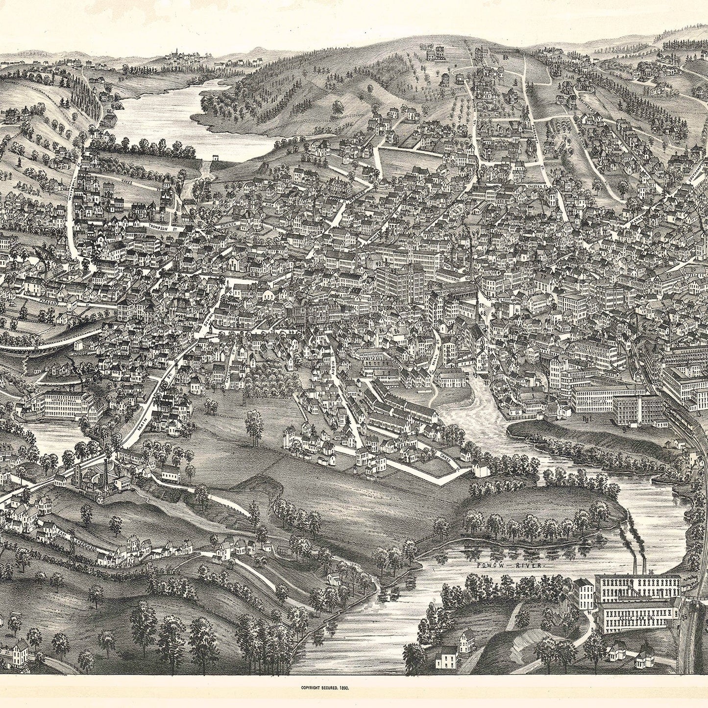 Vintage Map of Amesbury, Massachusetts, 1890