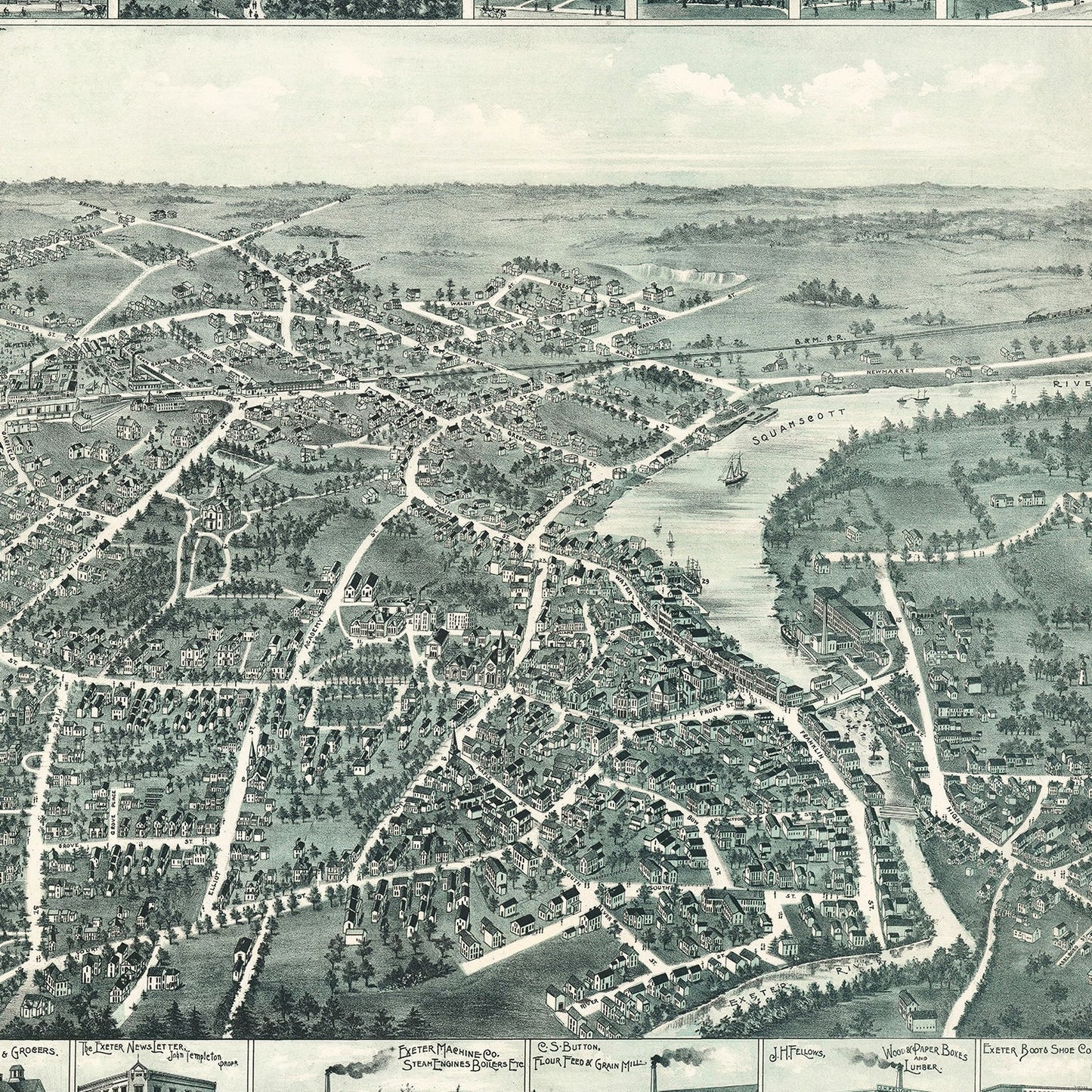 Vintage Map of Exeter, New Hampshire, 1896