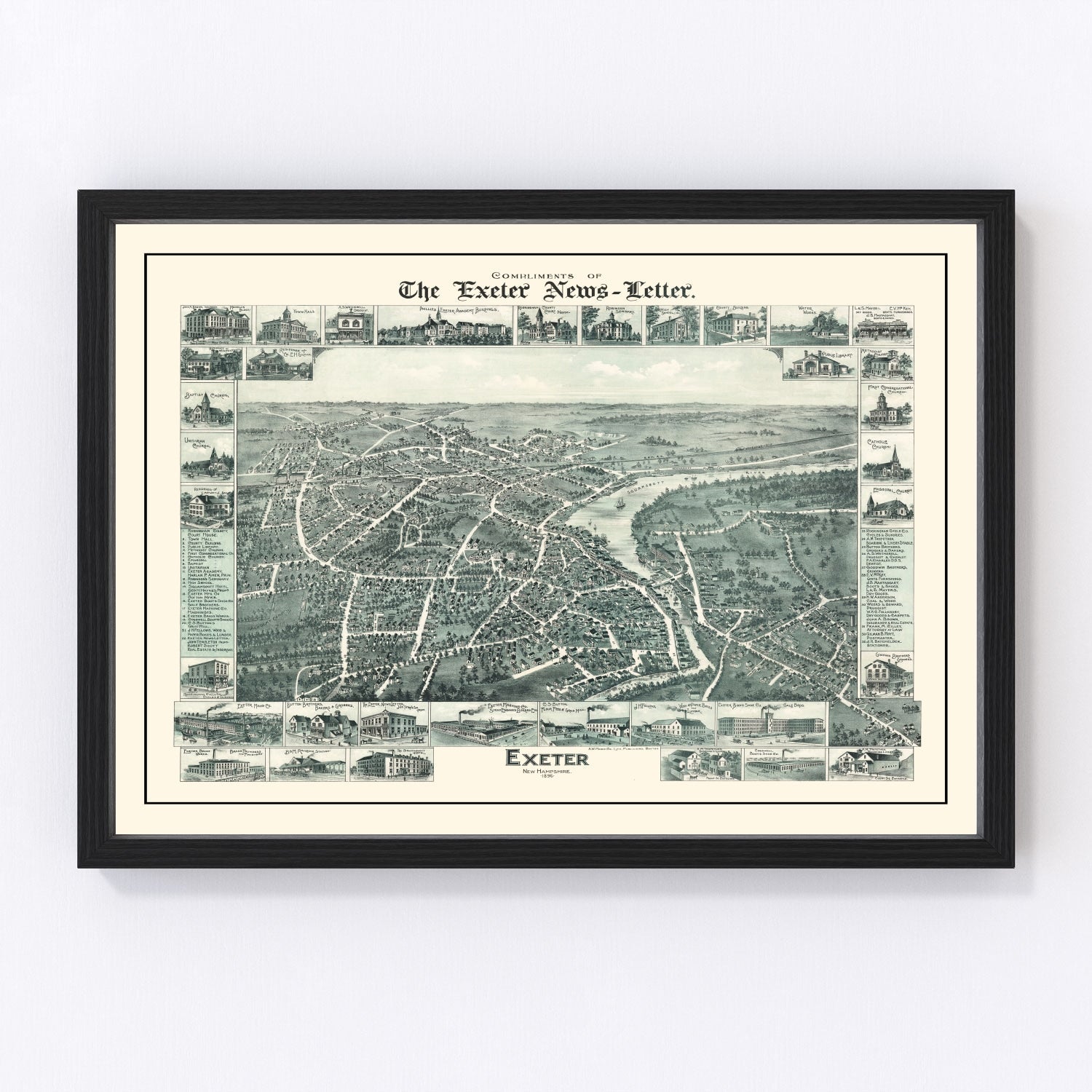 Vintage map of Exeter, New Hampshire, 1896