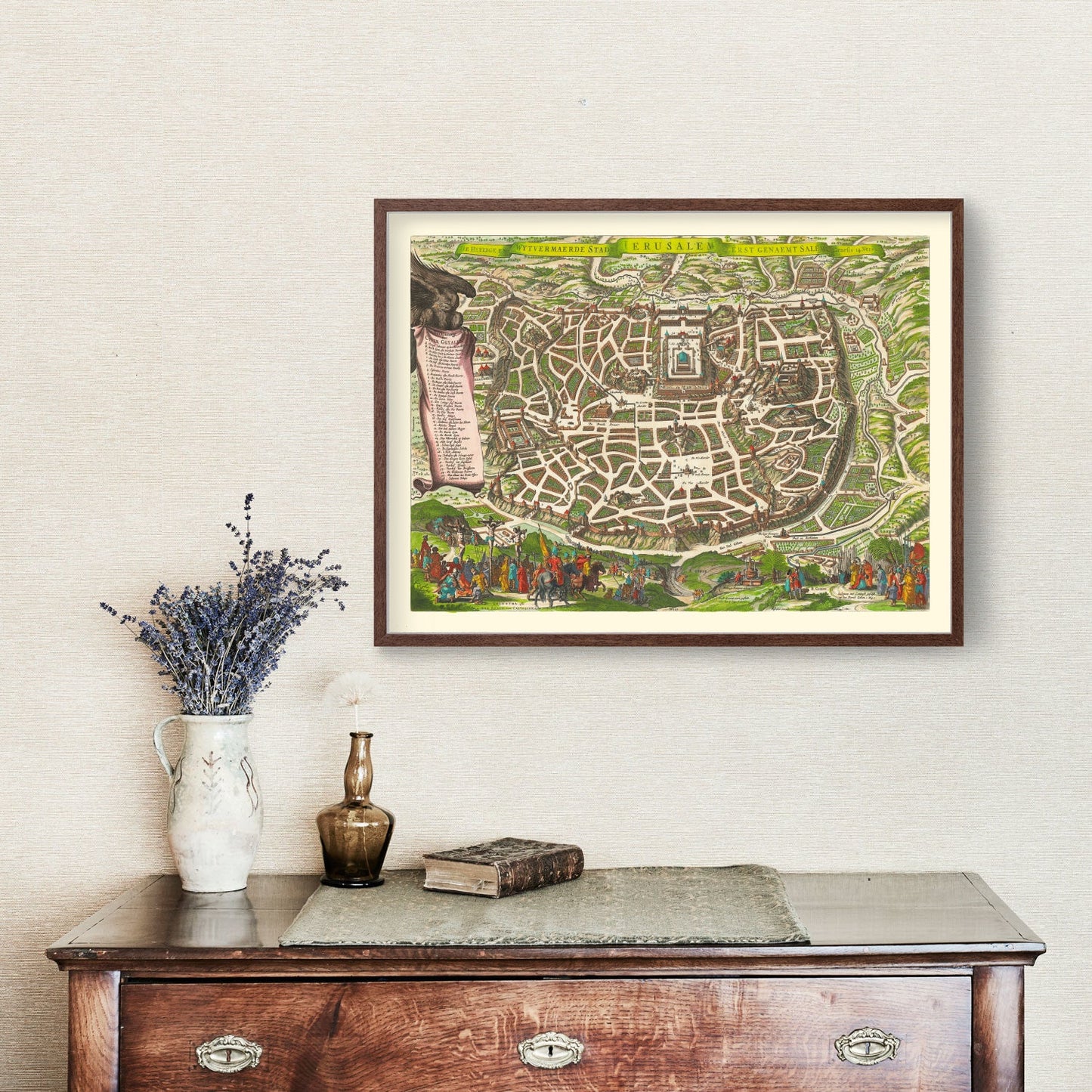 Vintage Map of Jerusalem, Israel, 1645