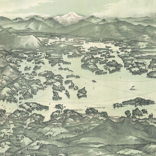 Vintage Map of Lake Winnipesaukee, New Hampshire, 1909