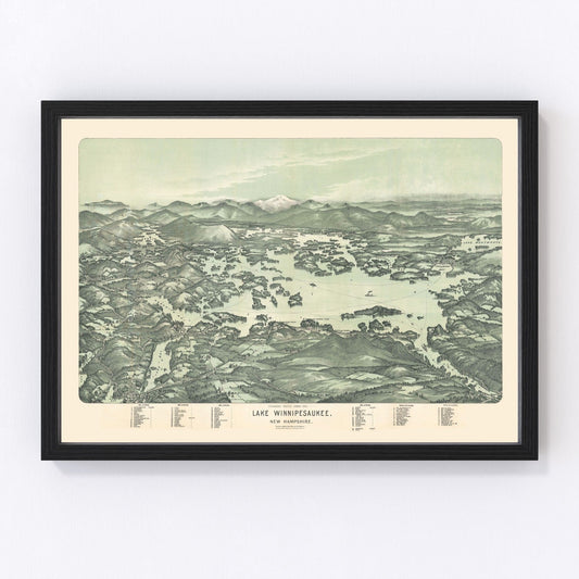 vintage map of Lake Winnipesaukee, New Hampshire, 1909