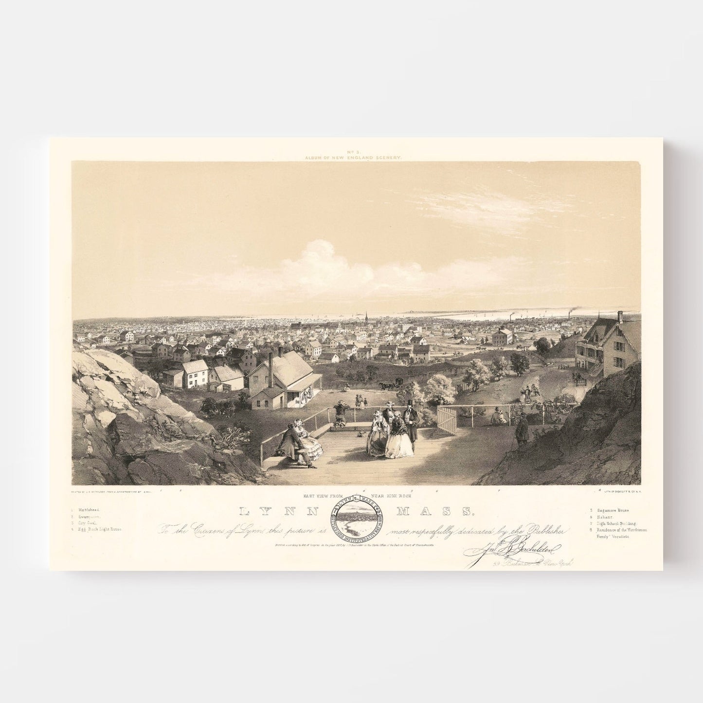 Vintage Map of Lynn, Massachusetts, 1856