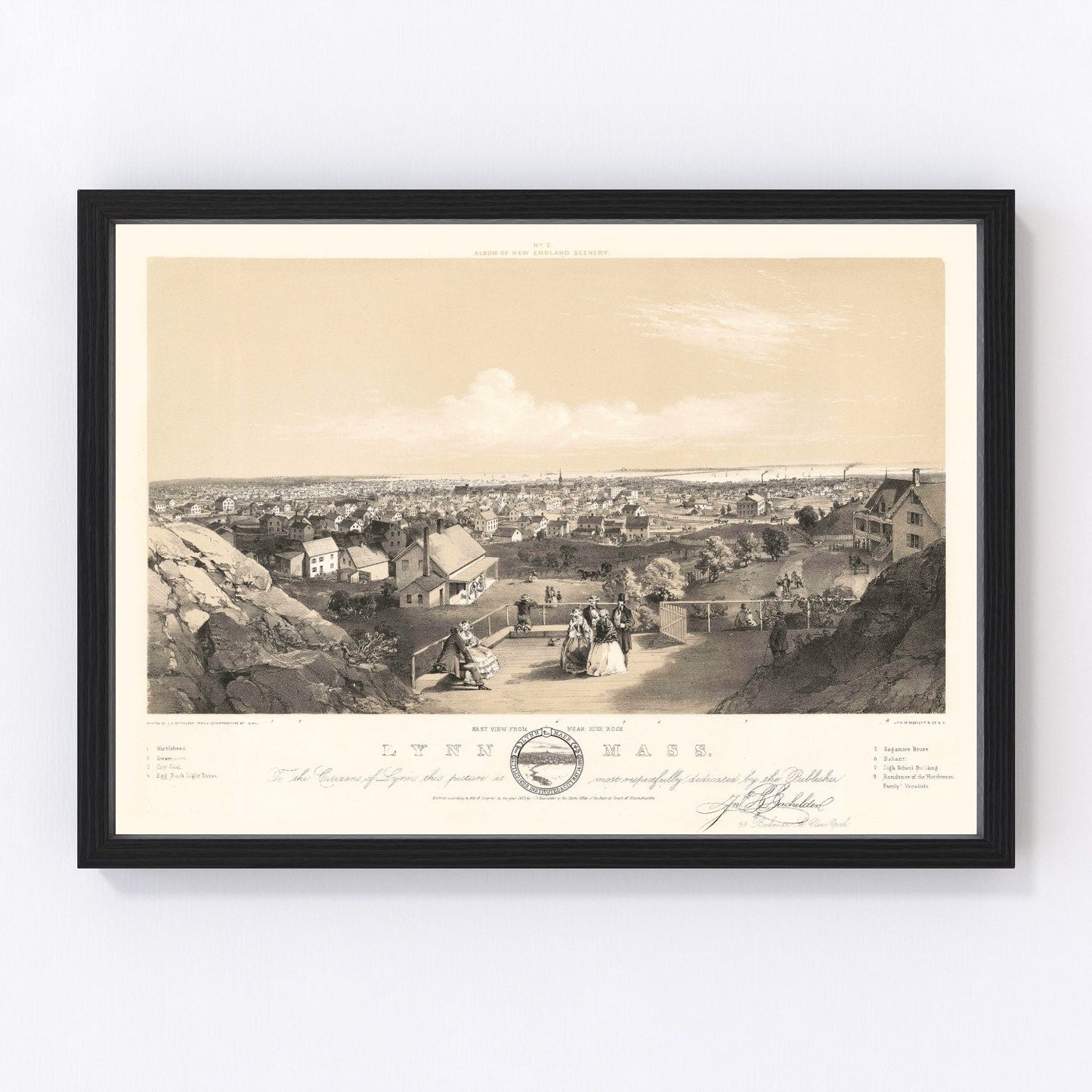 Vintage map of Lynn, Massachusetts, 1856