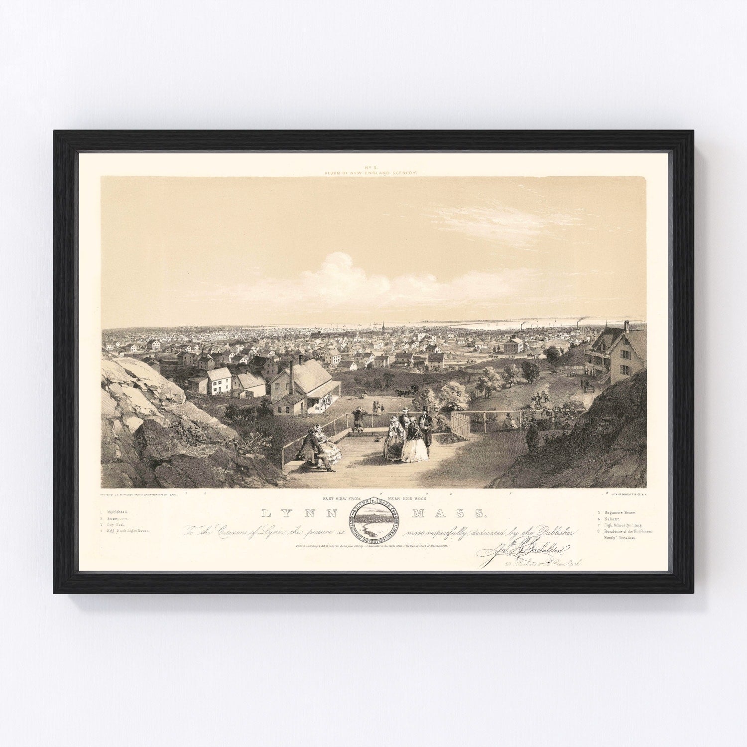 Vintage map of Lynn, Massachusetts, 1856