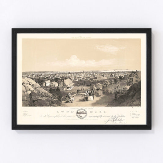 Vintage map of Lynn, Massachusetts, 1856