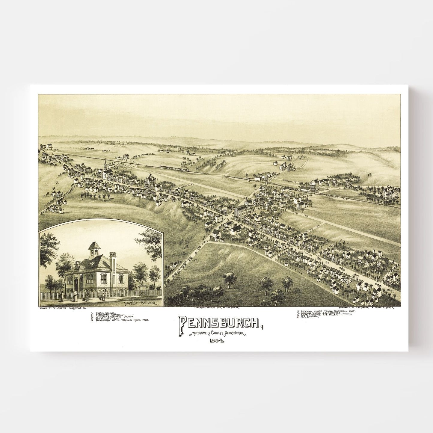 Vintage Map of Pennsburg, Pennsylvania, 1894