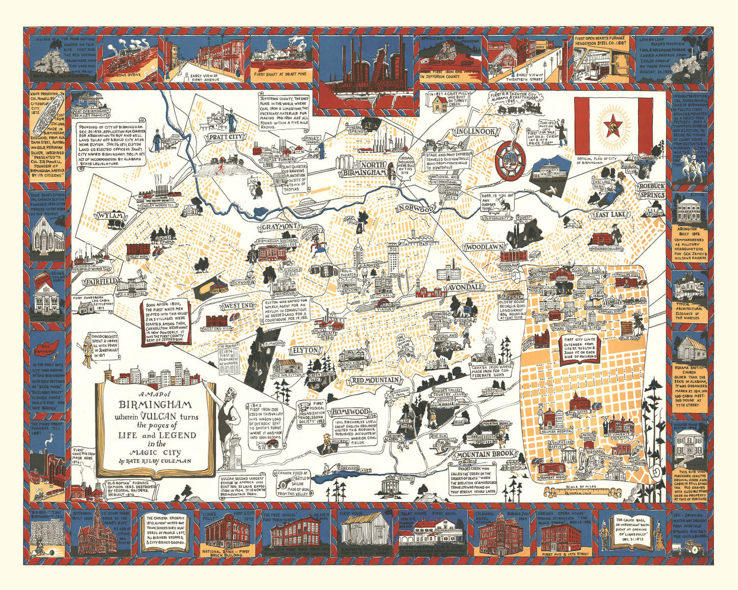 Vintage Map of Birmingham, Alabama, 1938