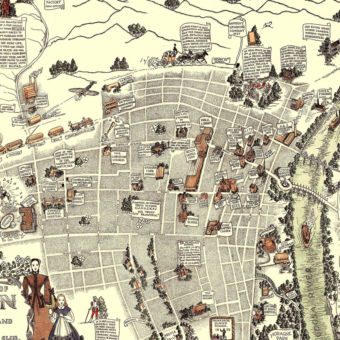 Vintage Map of Gadsden, Alabama, 1939