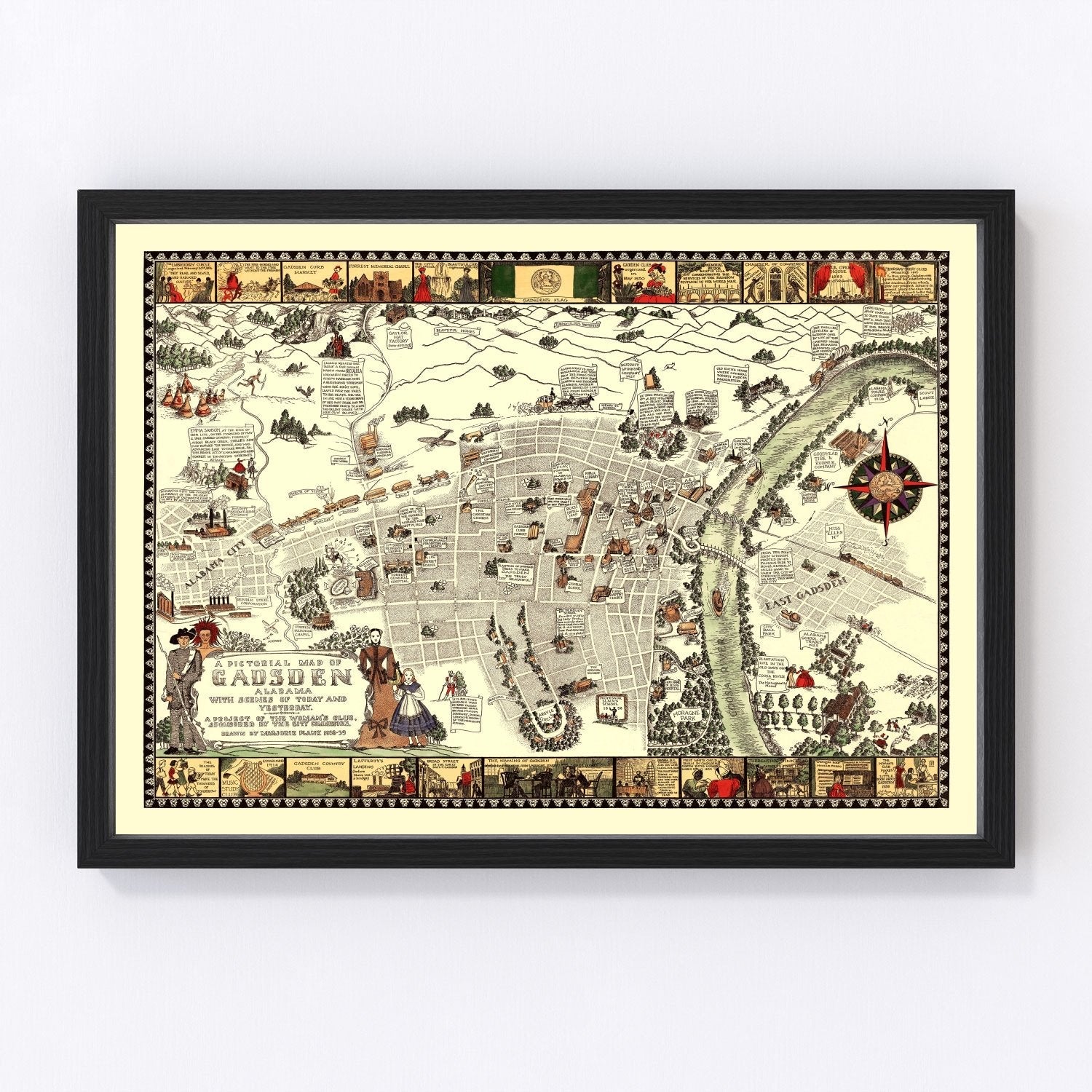 vintage map of Gadsden, Alabama, 1939