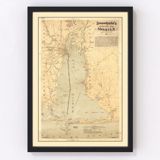 Vintage map of Mobile, Alabama, 1889