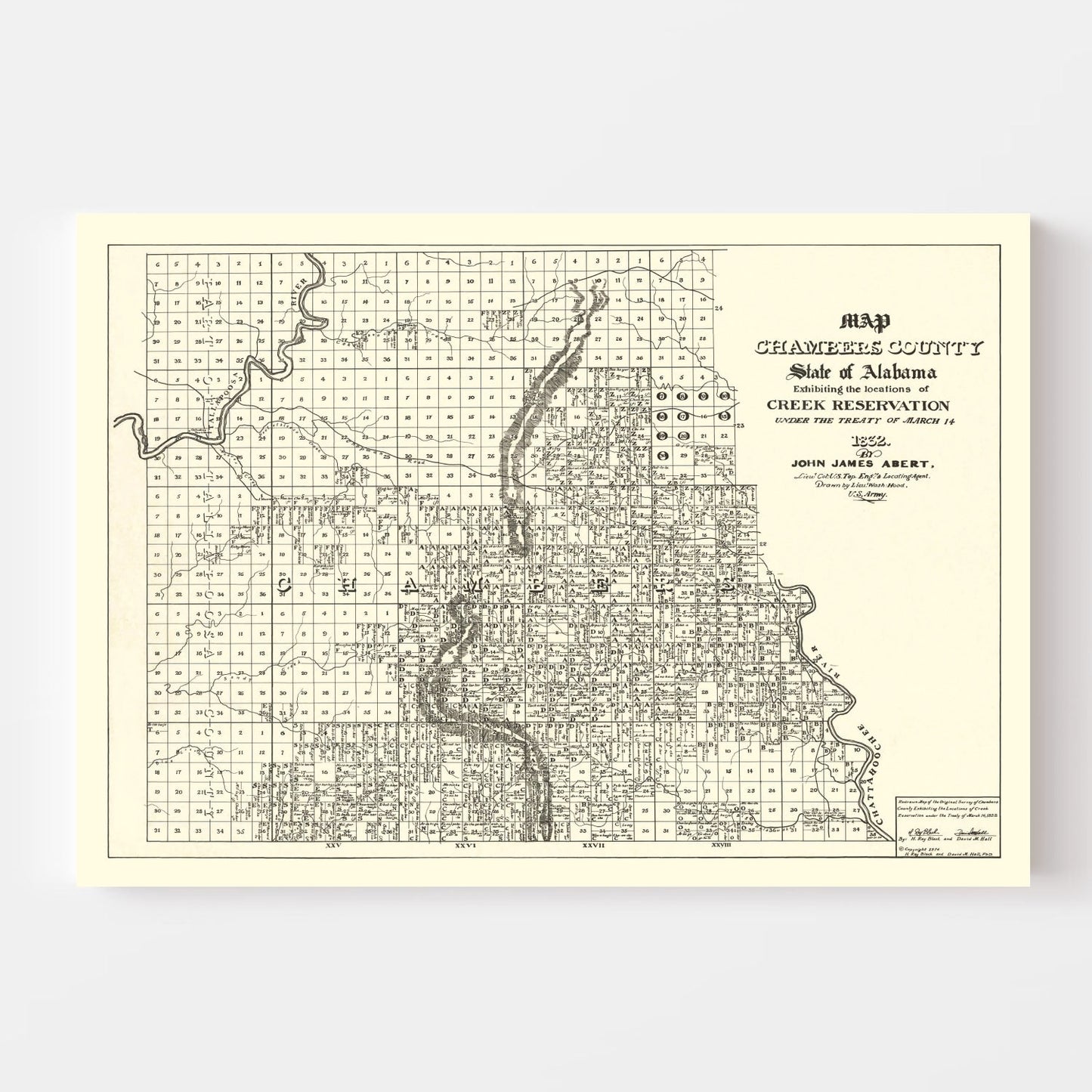 Vintage Map of Chambers County, Alabama, 1974