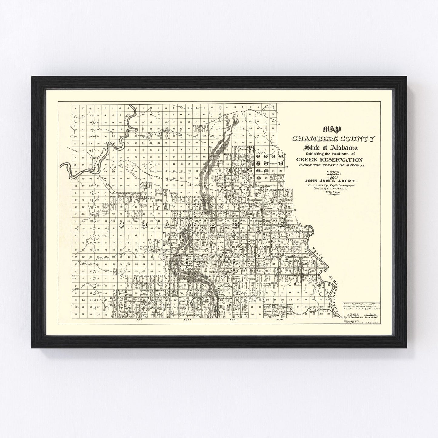 Vintage map of Chambers County, Alabama, 1974, restored vintage wall art print