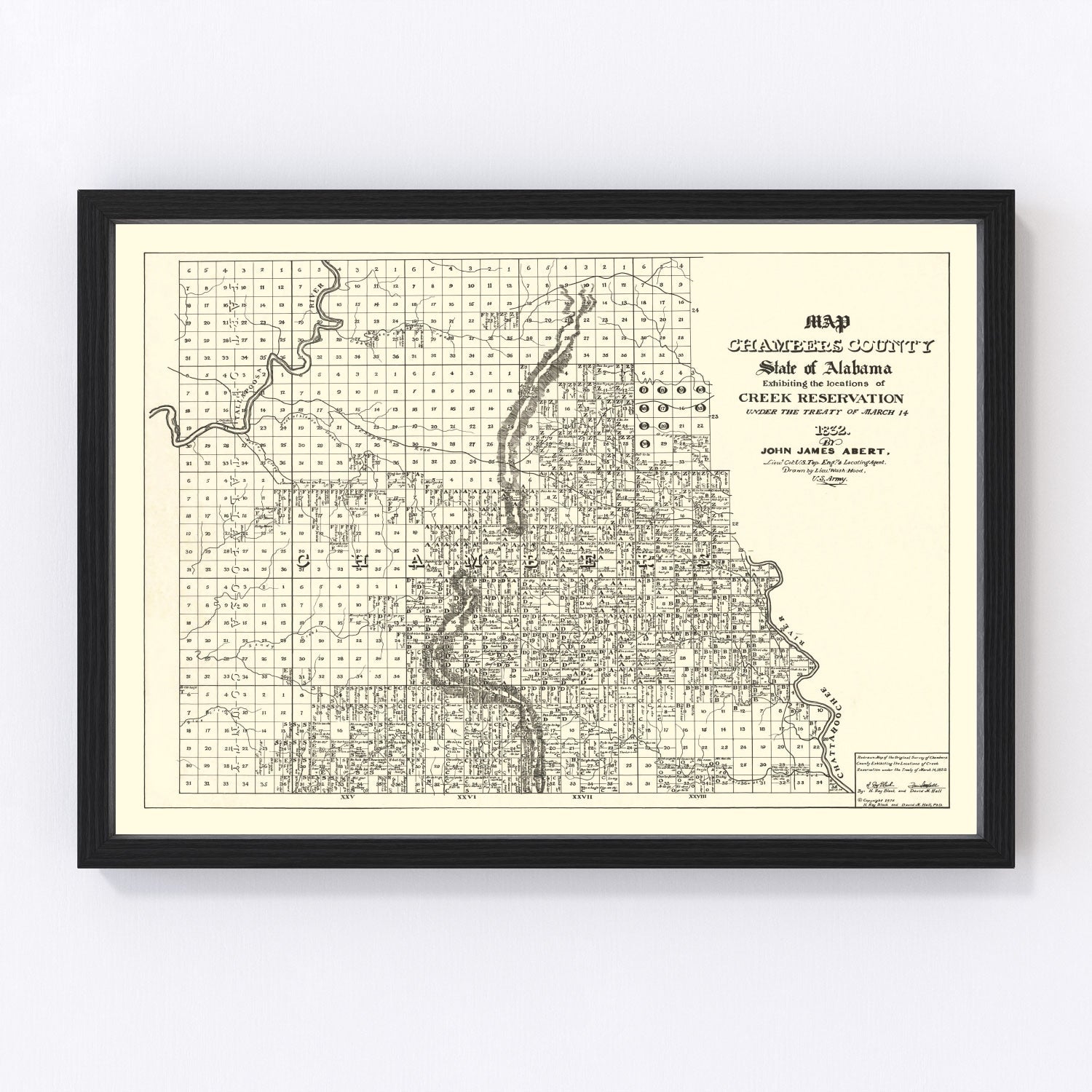 Vintage map of Chambers County, Alabama, 1974, restored vintage wall art print