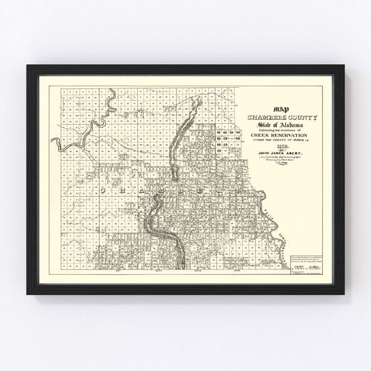 Vintage map of Chambers County, Alabama, 1974, restored vintage wall art print