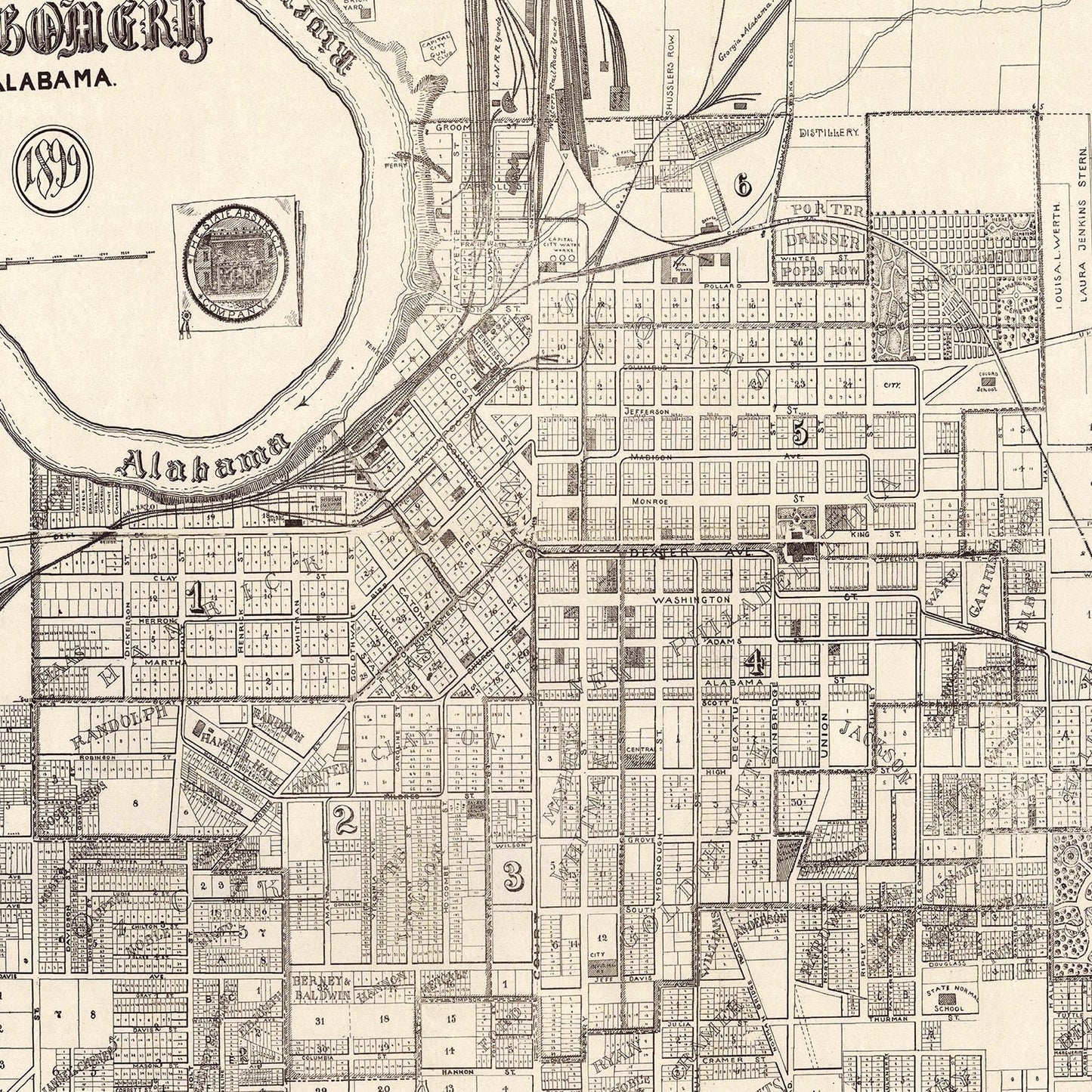 Vintage Map of Montgomery, Alabama, 1899