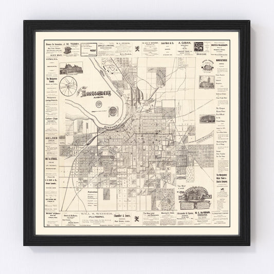 Vintage map of Montgomery, Alabama, 1899