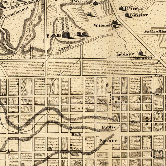 Vintage Map of Philadelphia, Pennsylvania, 1875