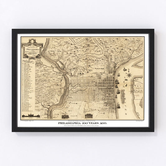 vintage map of Philadelphia, Pennsylvania, 1875