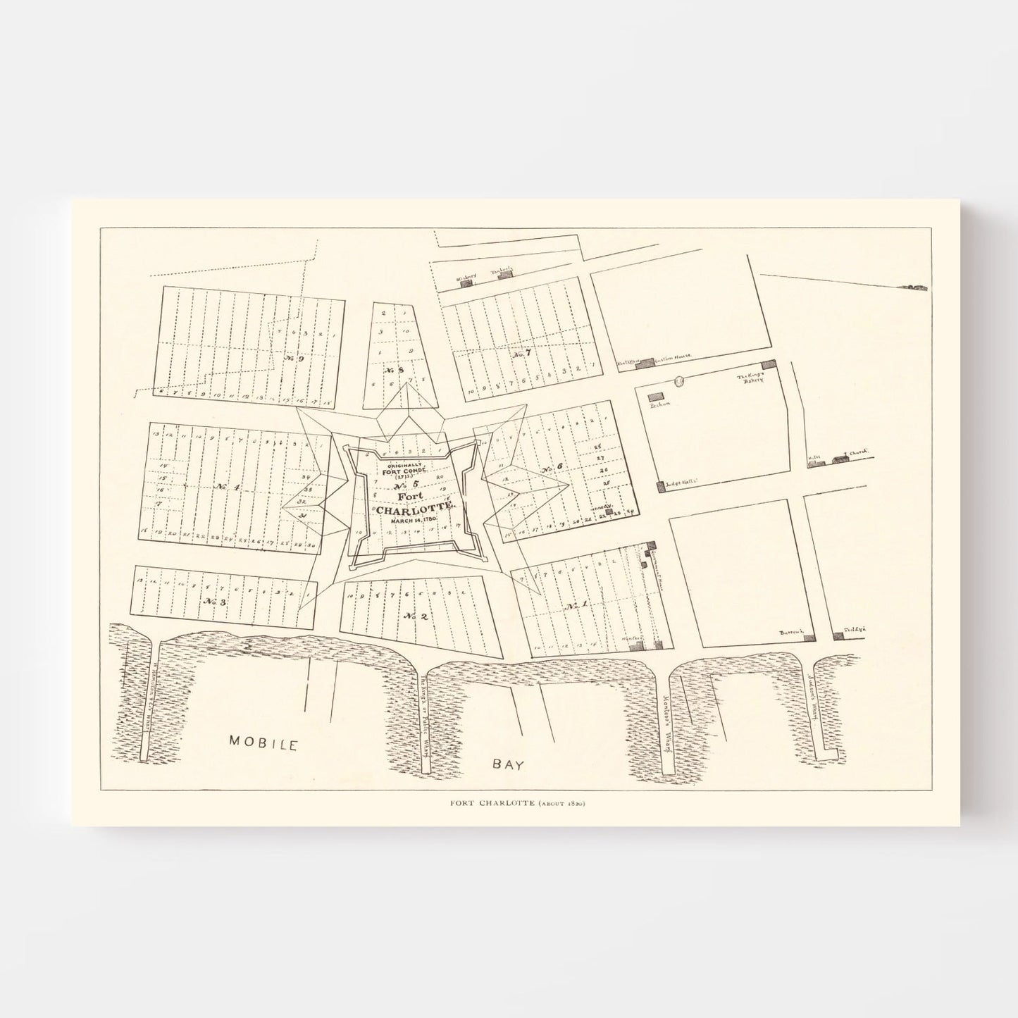 Vintage Map of Fort Charlotte, Alabama, 1880