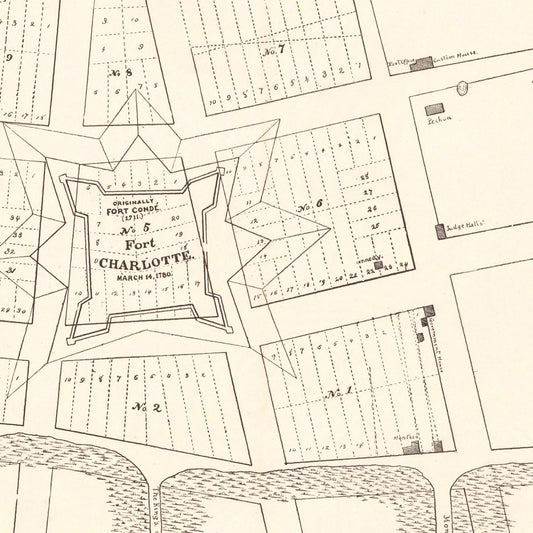 Vintage Map of Fort Charlotte, Alabama, 1880