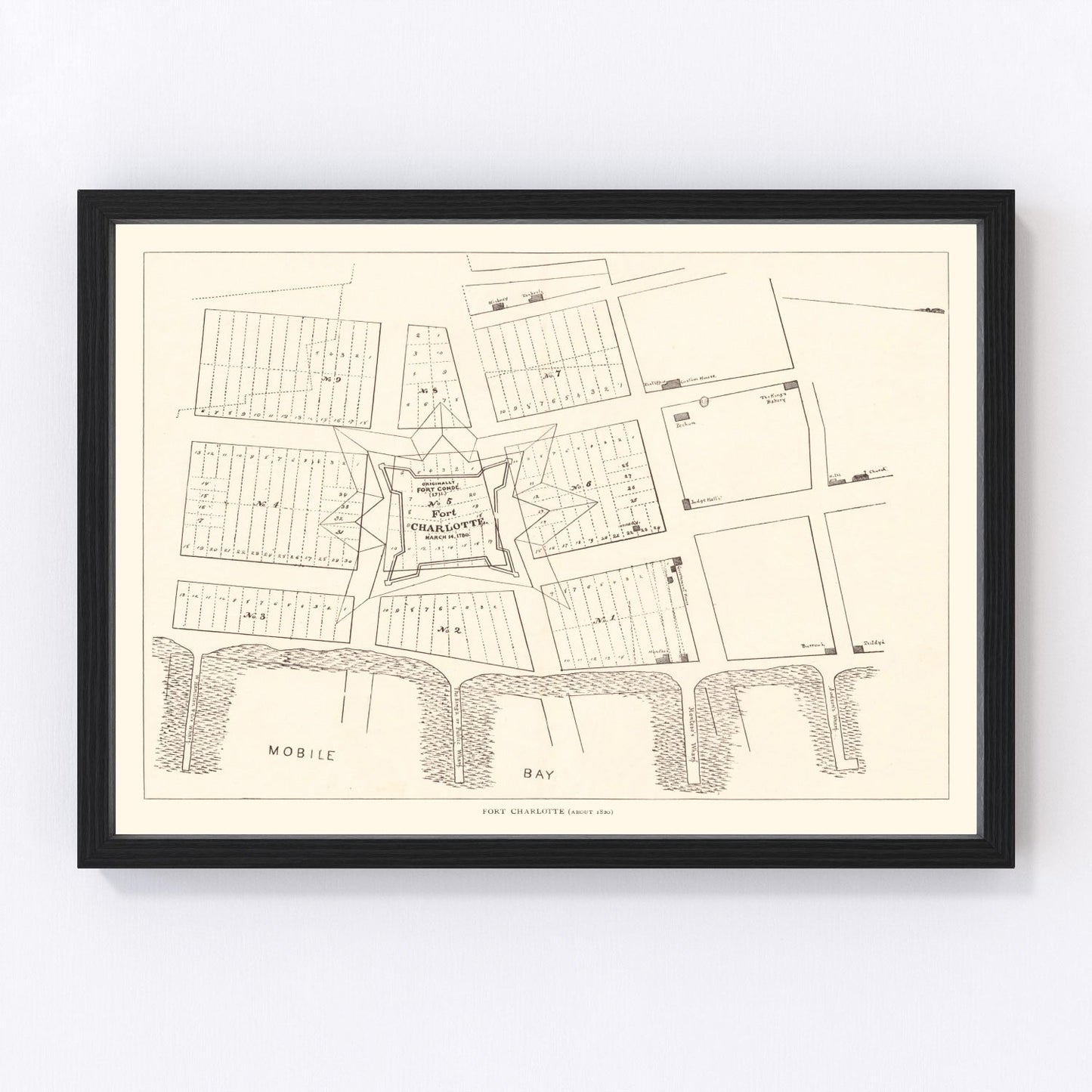 Vintage map of Fort Charlotte, Alabama, 1880 - restored print